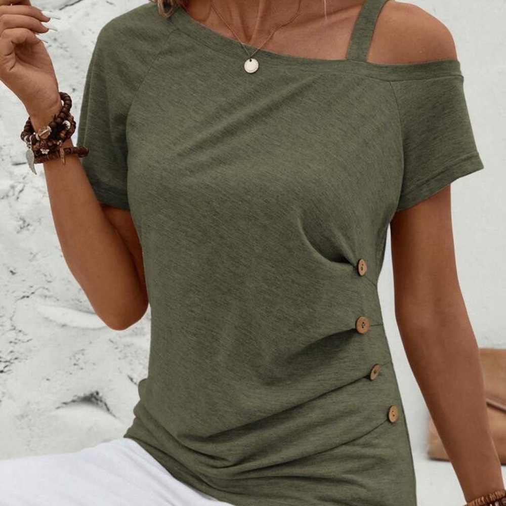Olive Green Off-Shoulder Women's Top